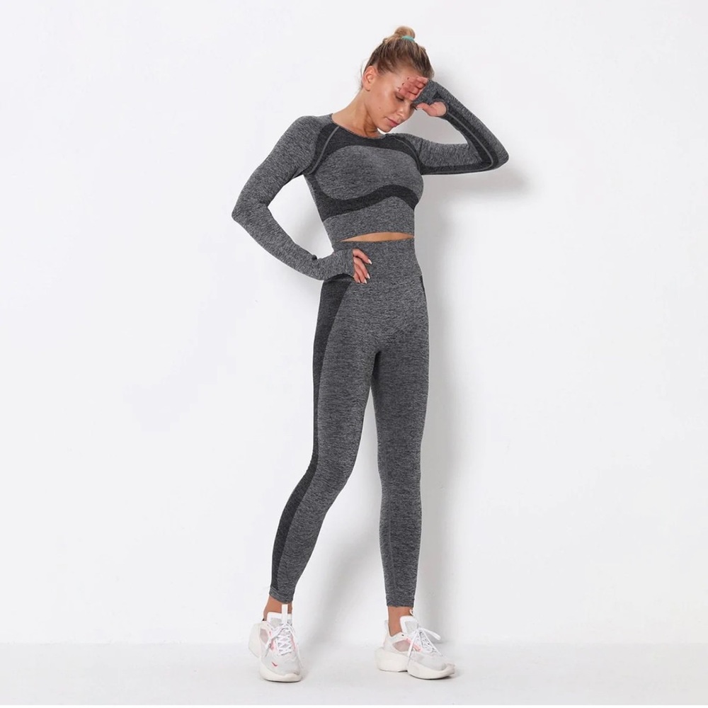 Grey crop top only.